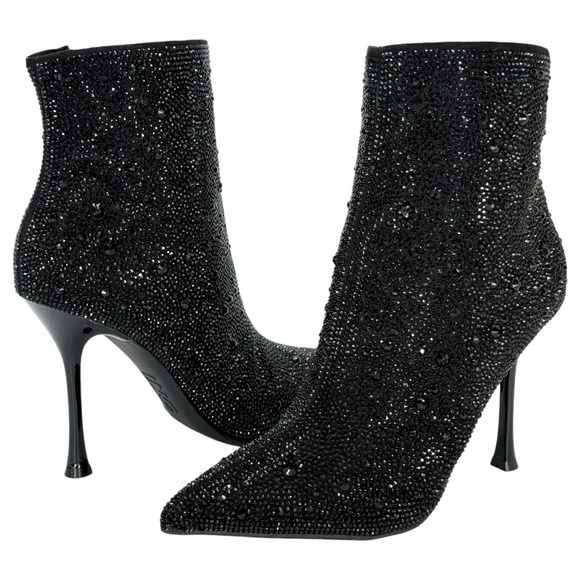 INC Rakima Black Rhinestone Covered Heeled Womens Ankle Boots Size 5M - Picture 11 of 13
